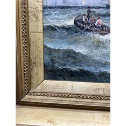 William Anslow Thornley (British fl.1858-1898): Fishing Boats leaving Whitby Harbour, oil on canvas laid on board signed 34cm x 29cm