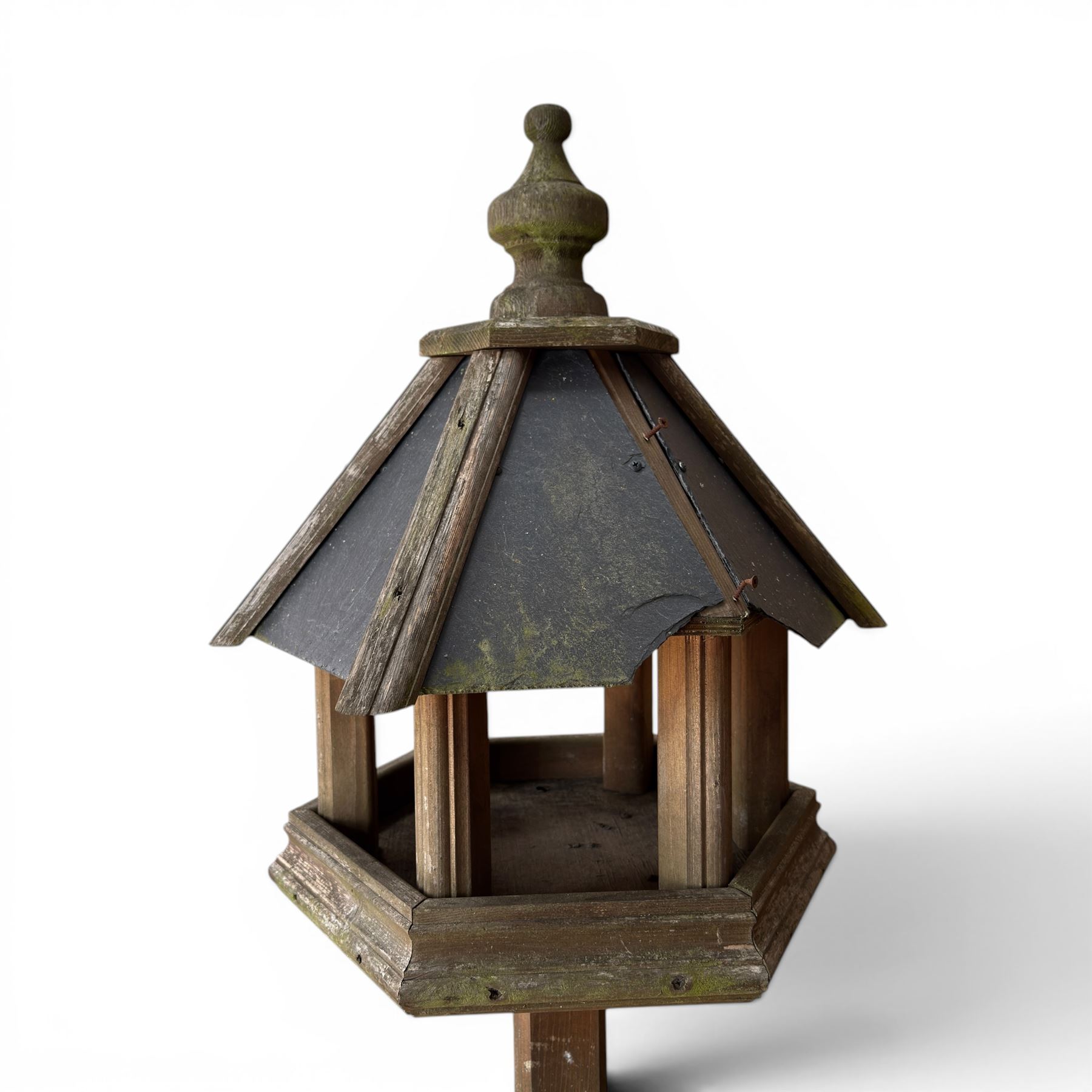 Timber and slate bird table