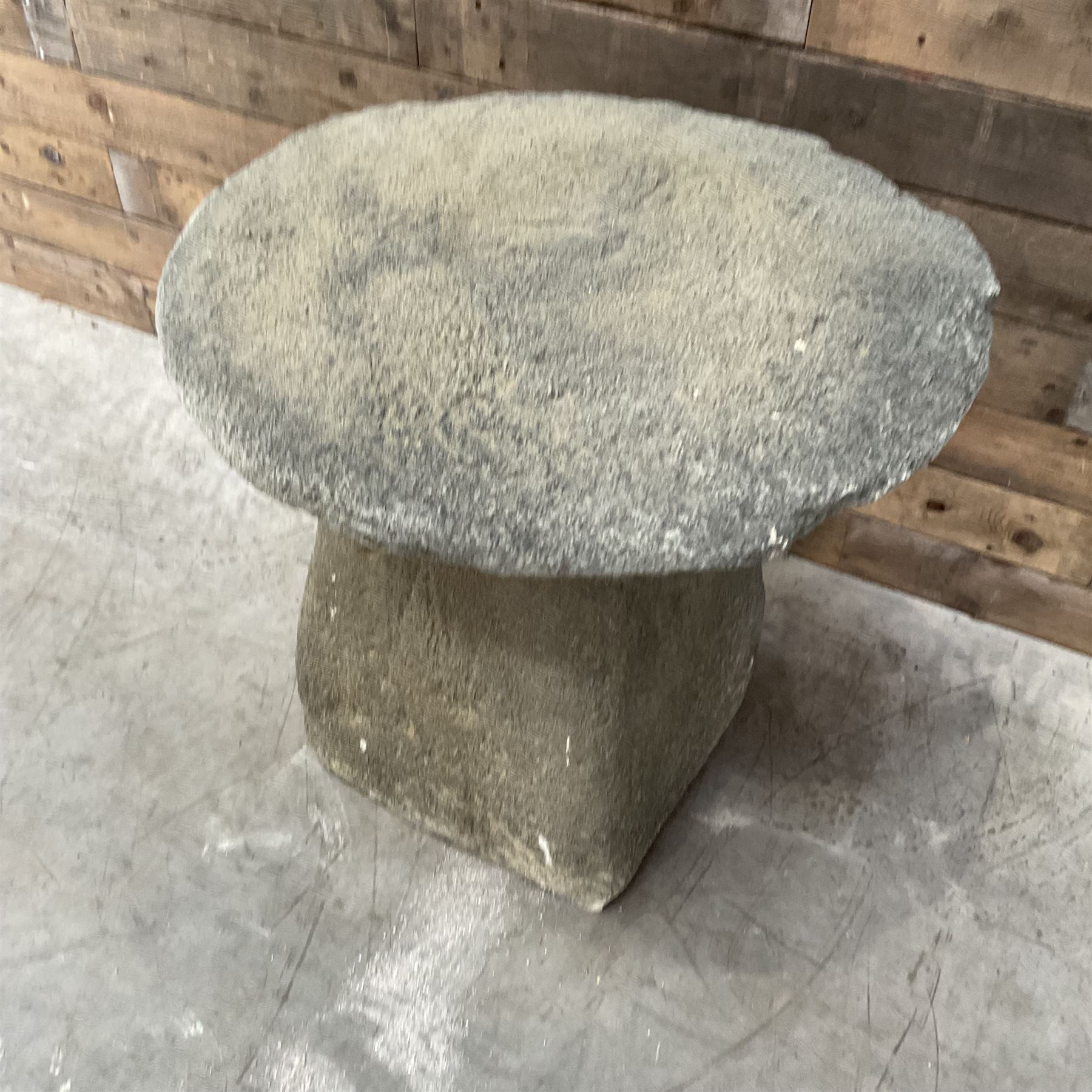 Cast stone two piece garden staddle stone mushroom