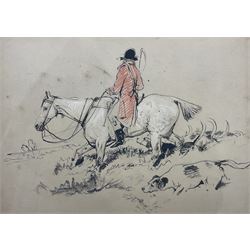 Henry Thomas Ryall (British 1811-1867) after Sir Edwin Henry Landseer (British 1802-1873): Catching a Scent, hand coloured engraving unsigned, attributed on mount 25cm x 35cm