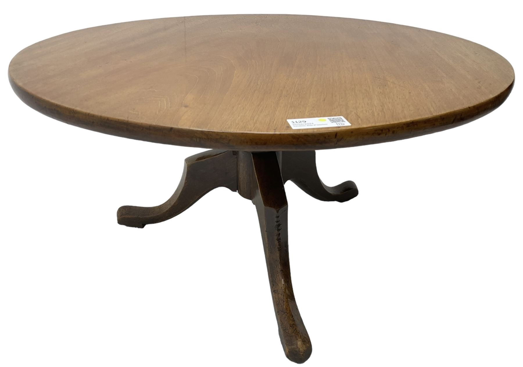 19th century mahogany low occasional or coffee table, circular tilt-top over tripod base