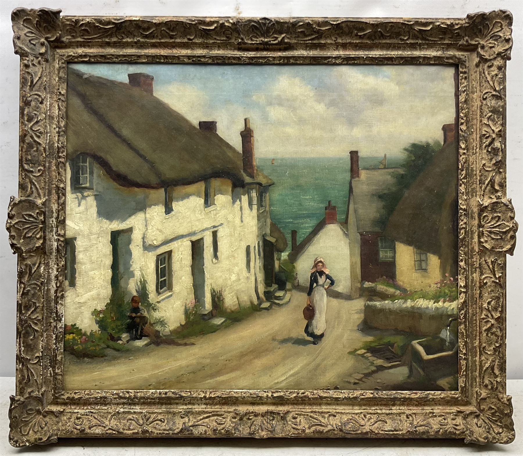 Cornish School (19th/20th century): Barn Hill - Cadgwith Cove, oil on canvas unsigned 50cm x 60cm
