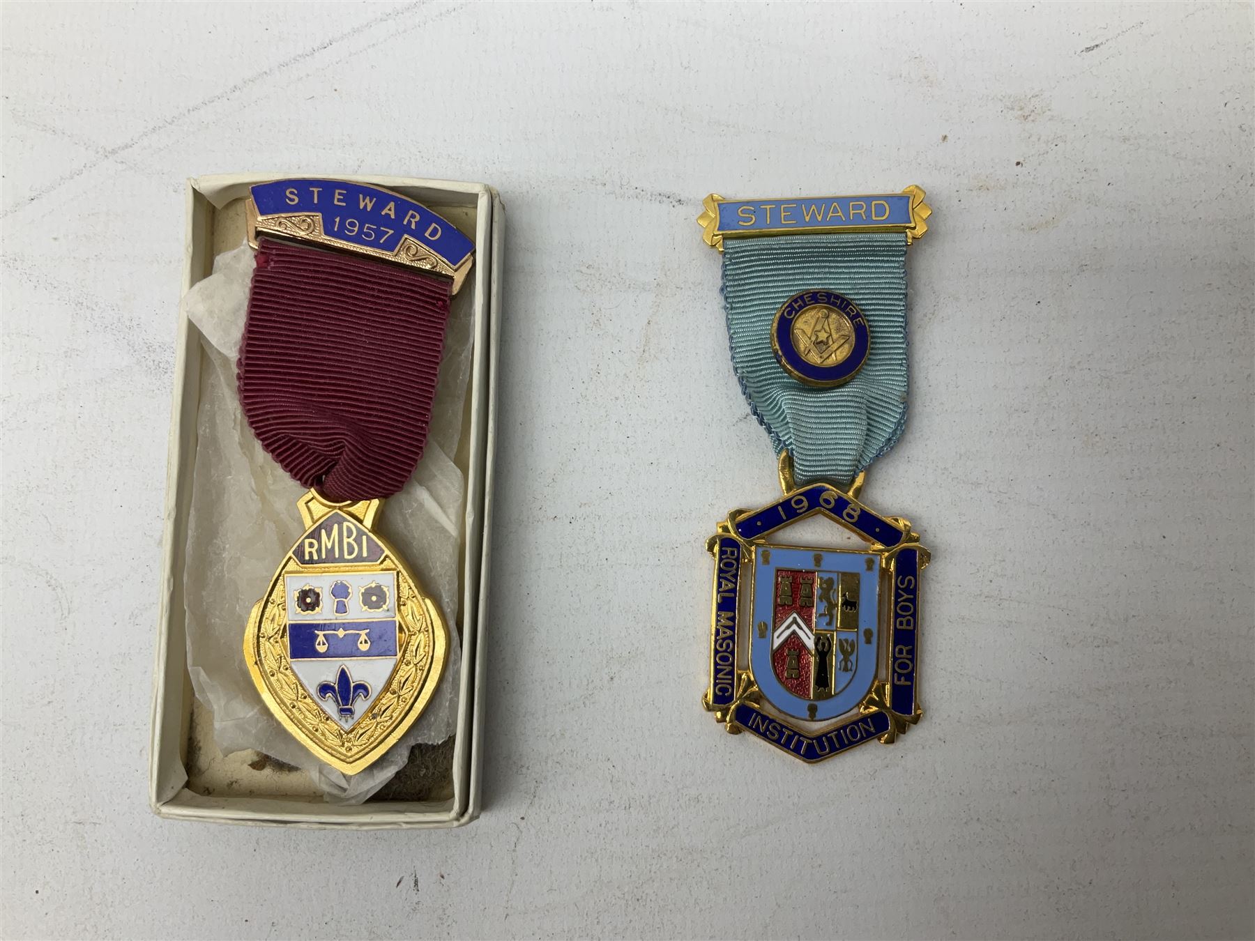 Group of predominantly Masonic Jewels of Office, to include silver, and silver gilt and enamel examples, mostly 1950's and 1960's in date, etc. 