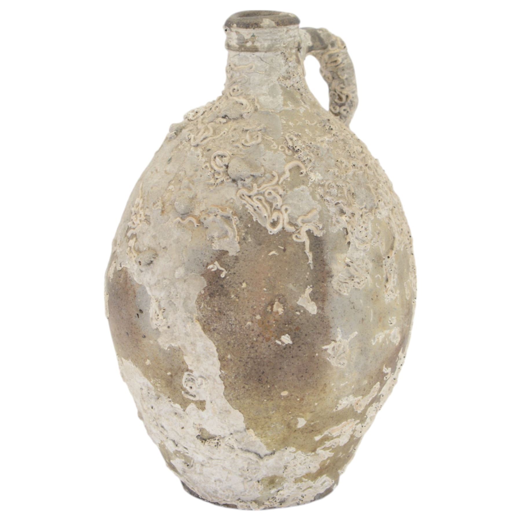 Stoneware jar, with aquatic encrustations, possibly from a shipwreck, H32cm 