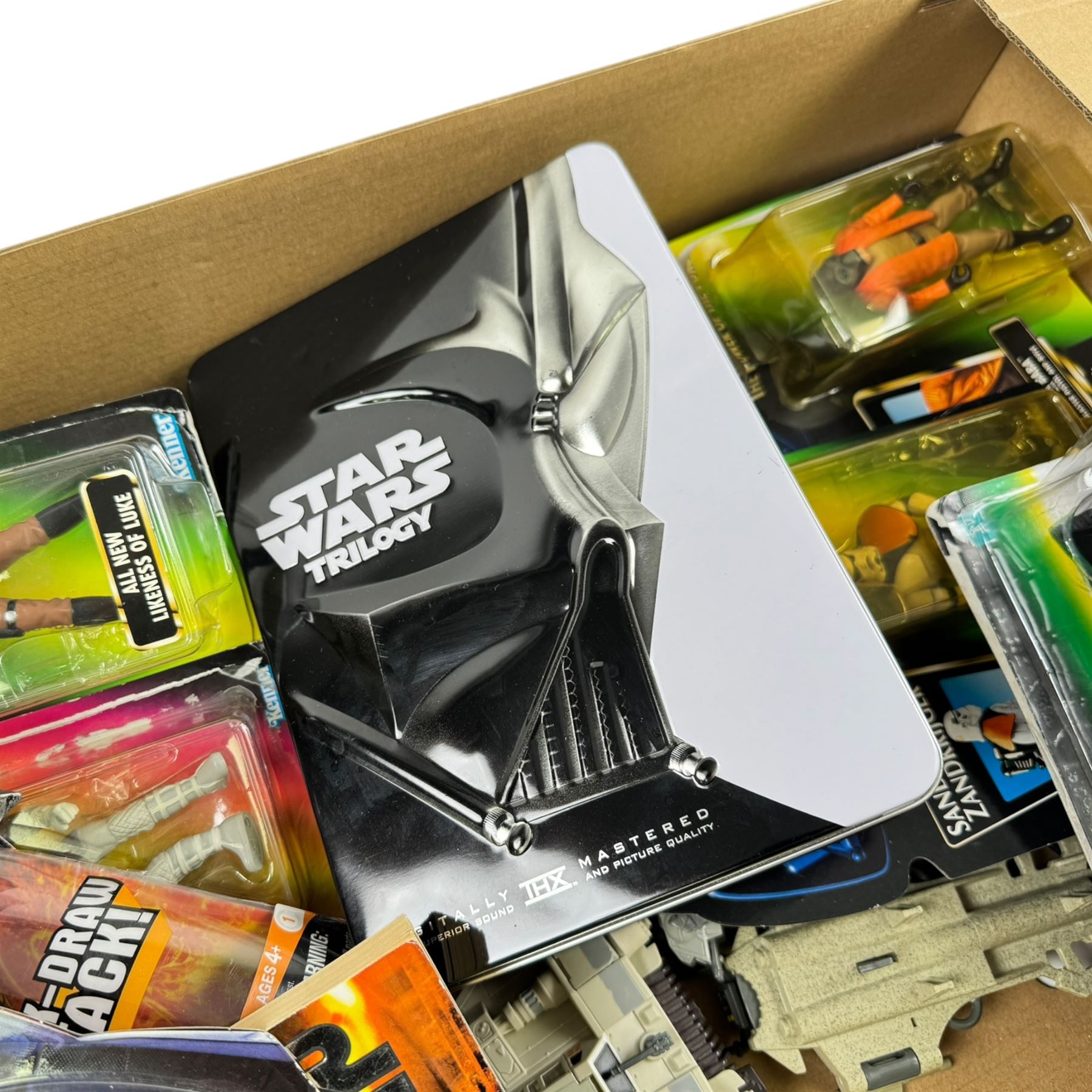 Star Wars figures and collectables, including Star Wars Monopoly, Revenge of the Sith figures and Power of the Force figures, keyring, book, etc