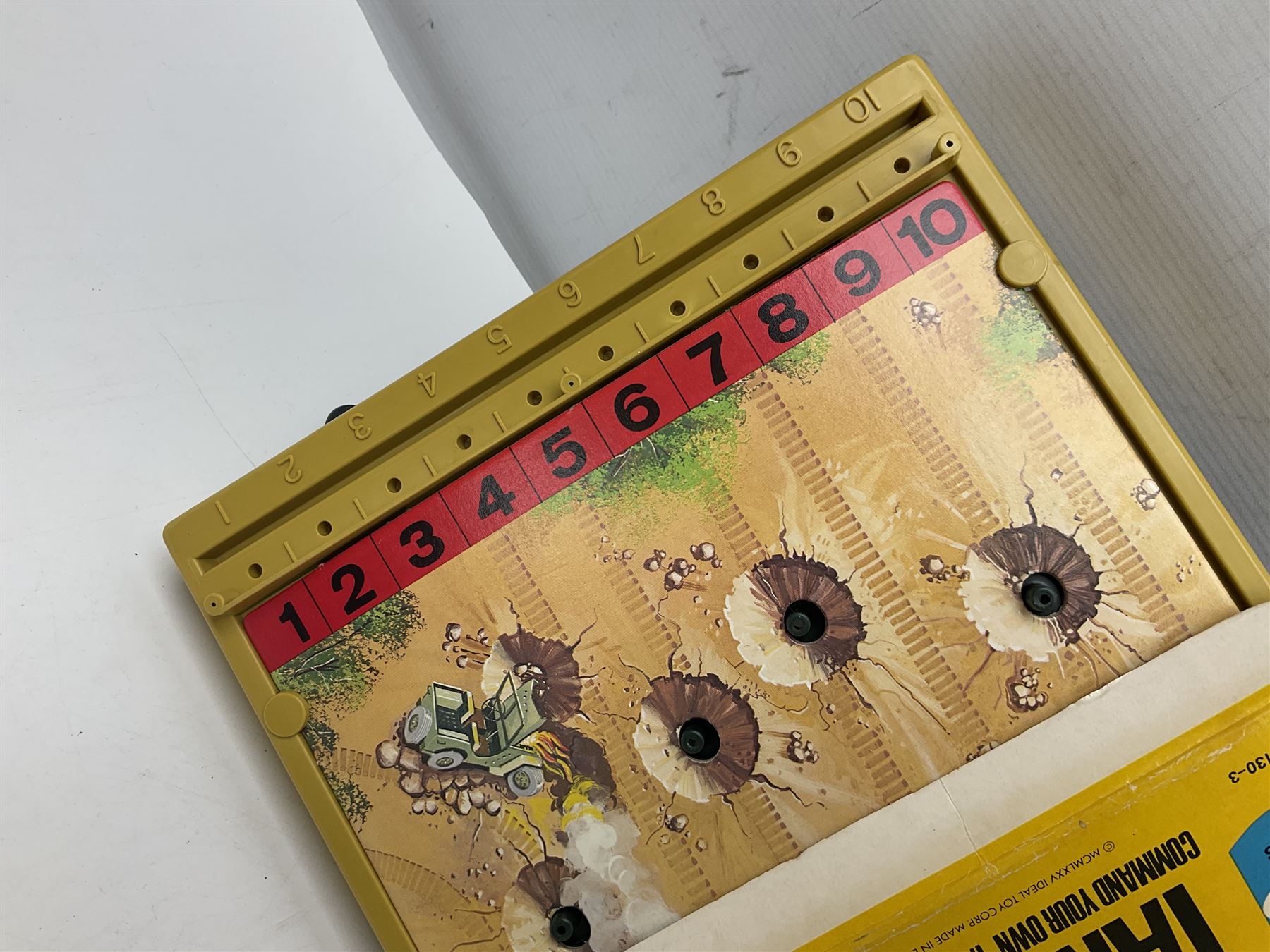 Ideal 'Tank Command' battle action game; boxed; Kay 'Pin Football' bagatelle game; Coleco Cabbage Patch Kids 'Carita Aleen' doll; boxed with certificate; and Palitoy composition head and body doll; boxed (4)