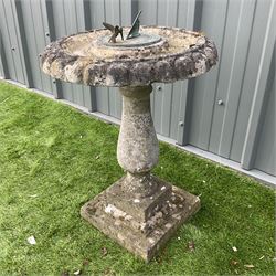 Cast stone sun dial on pedestal base - THIS LOT IS TO BE COLLECTED BY APPOINTMENT FROM DUGGLEBY STORAGE, GREAT HILL, EASTFIELD, SCARBOROUGH, YO11 3TX