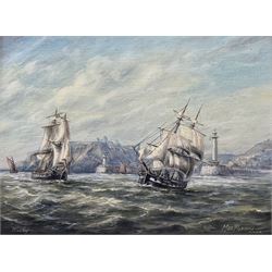 Max Parsons ARCA (British 1915-1998): Sailing Vessels off 'Whitby', oil on canvas signed a...