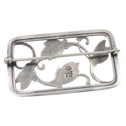 Georg Jensen silver floral brooch No. 295, London import marks 1959, in modern box