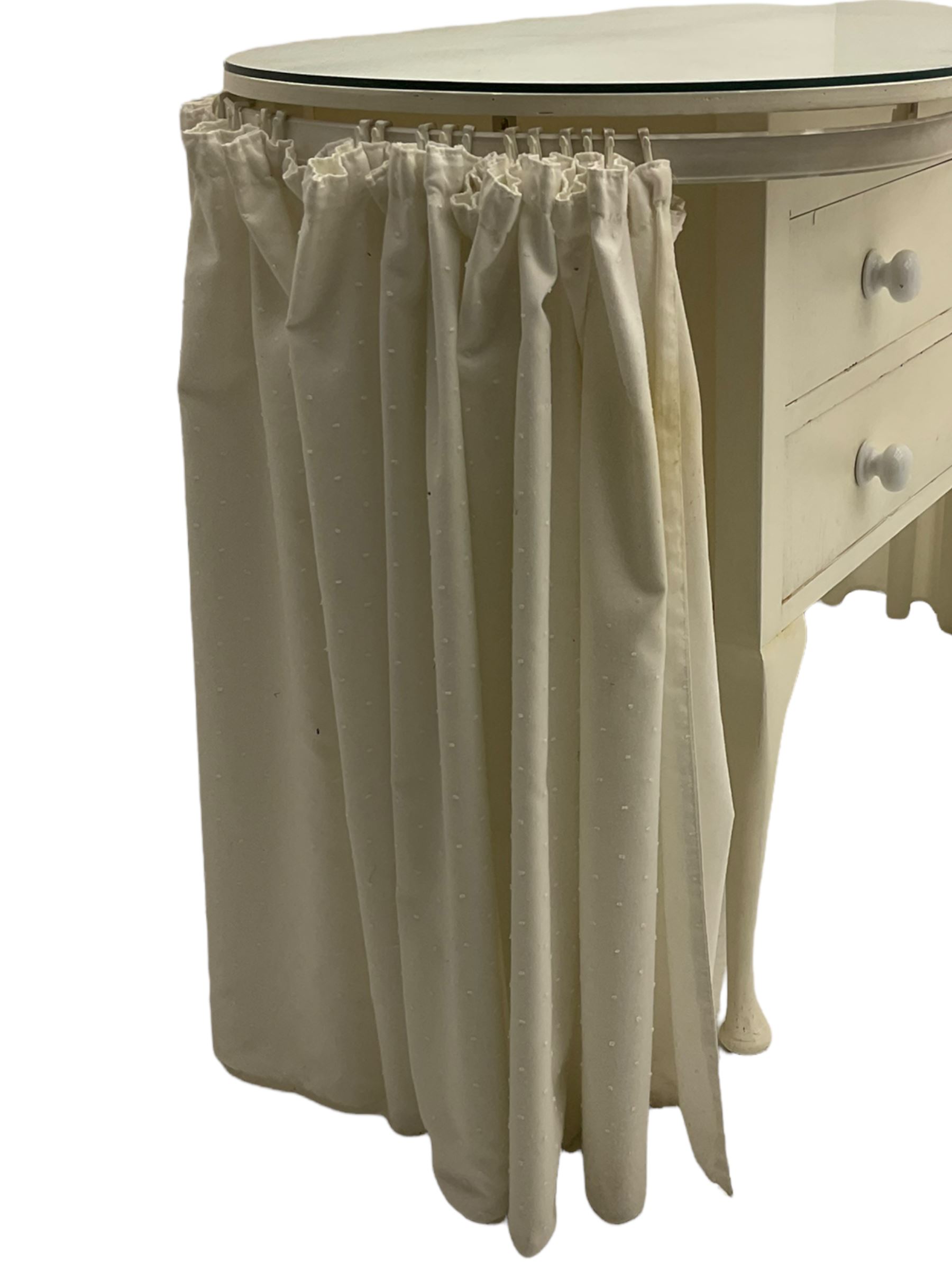 Mid20h century kidney shaped dressing table, fitted with two drawers