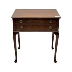 Walker & Hall - Edwardian mahogany canteen, rectangular top with moulded edges, two drawers enclosing silver plated cutlery, raised on cabriole supports 