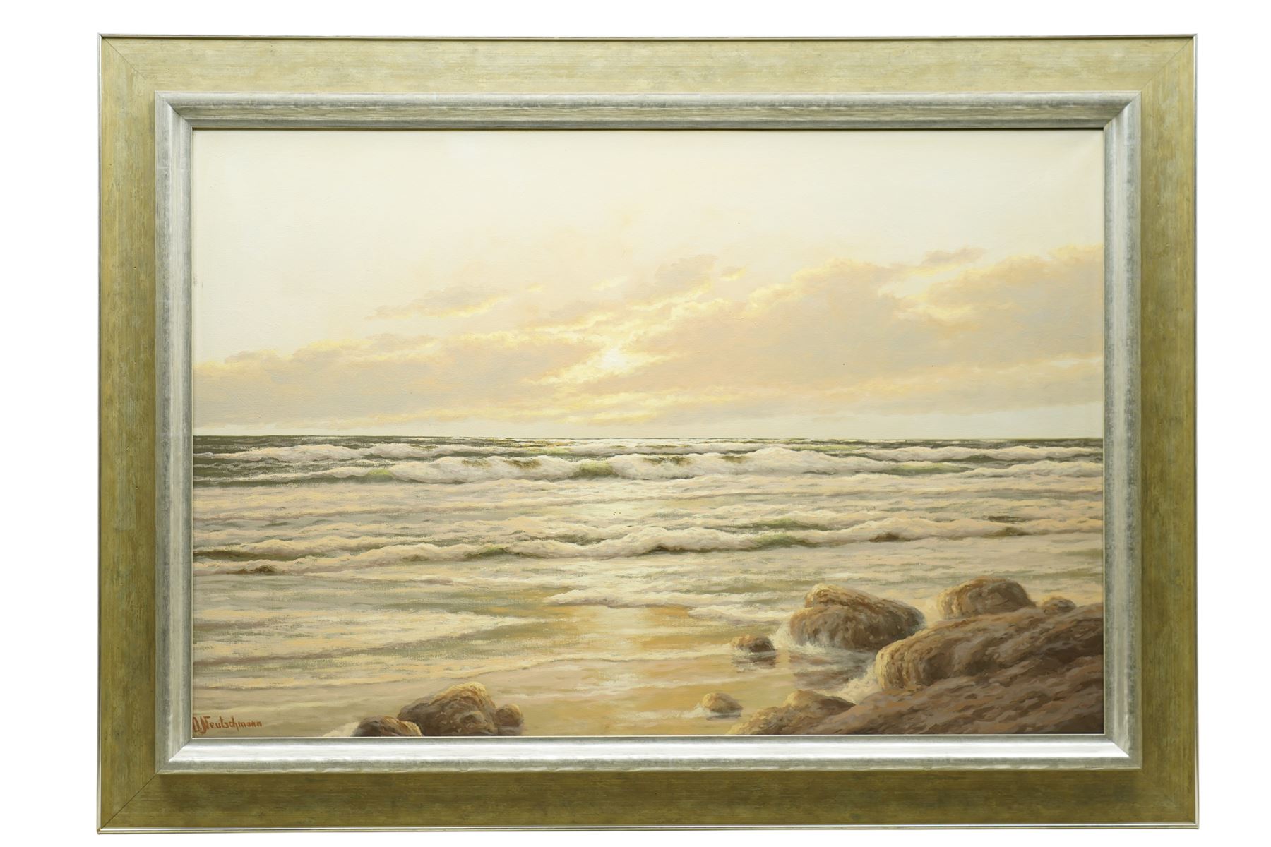 Otto Neutschmann (German 1902-1985): Sunset Seascape, oil on canvas signed 60cm x 90cm