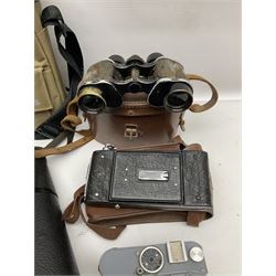  Russian Kronos binoculars 20x60, together with Farina 8x30 binoculars and two cameras, etc