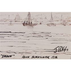 Jack Rigg (British 1927-2023): 'Aberdeen' and 'Sailing Barge Dawn - River Blackwater', one pencil and one ink sketch signed, titled and dated 1956 and 1976, max 28cm x 23cm (2) (unframed)