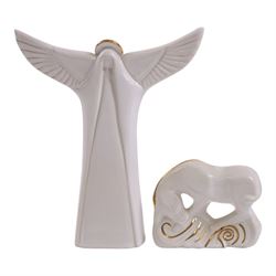 Eight Wade Nativity figures, including three kings, two shepherds, donkey, Angel Gabriel, Mary and Jesus