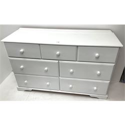 Painted pine chest, three short and four long drawers, bracket supports 