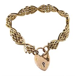 Rose gold cross link bracelet stamped 9.375, approx 15.7gm