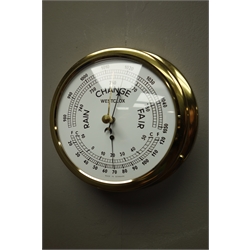  Westclox ship bulkhead style clock and matching aneroid barometer, D15cm  