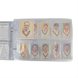 Collection of Edwardian and later Cricket related trading and cigarette cards, including complete set of fifty 1908 Will's Cigarettes Cards, fifteen 1922 The Boys Realm Famous Cricketers cards, part set of 1926 Players Cricketers Caricatures by RIP,  full set of sixteen 1958 Master Cricketing Series New Zealand, complete set of twenty five 1953 Mornflake Test Cricketers, etc, housed in three albums