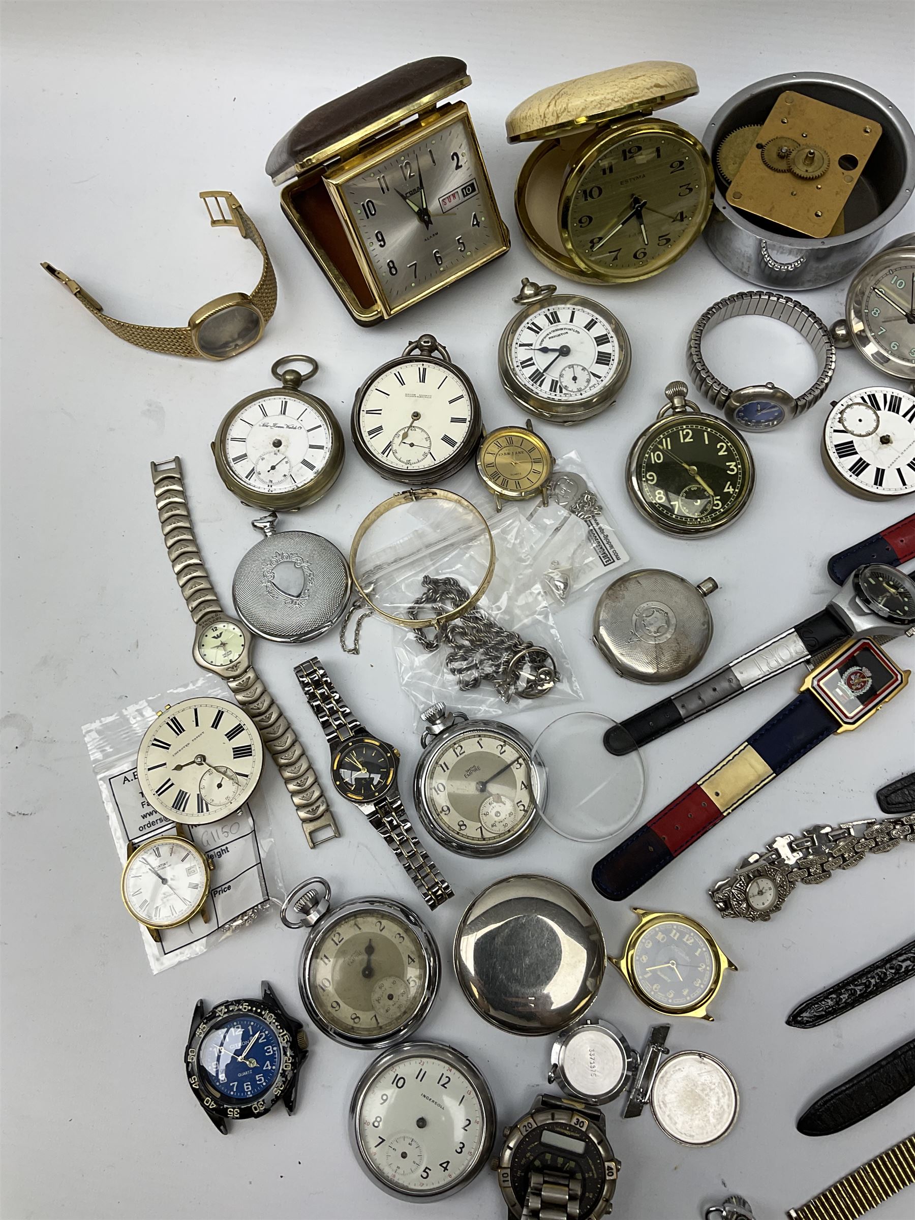 Victorian silver lever pocket watch by Louis Ludwig, case hallmarked Chester 1889, collection of pocket watches and wristwatches including military pocket watch, the back case stamped G>S.T.P K.599, lever movements etc