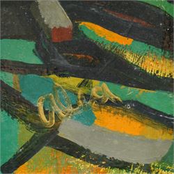 Jamie O'Dea (Scottish 1962-): Abstract Rural Landscape, oil on canvas signed 50cm x 50cm