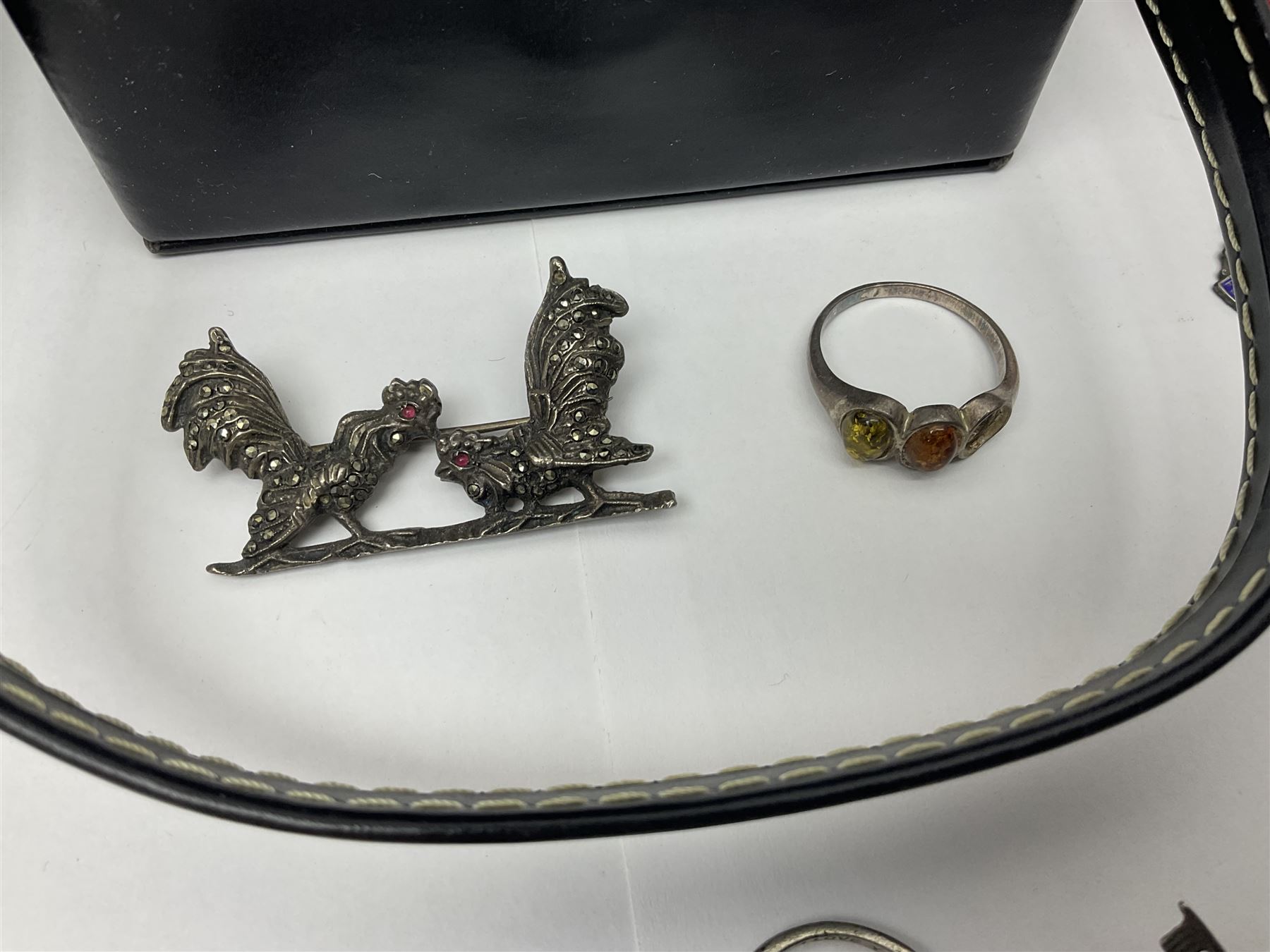 9ct gold heart signet ring, together with a collection of silver jewellery, including hoop earrings, stud earrings, rings, fob, necklaces, brooches etc and costume jewellery