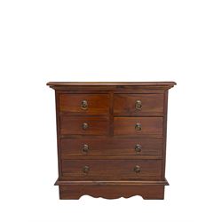 The Kingswood Collection - mahogany chest, moulded rectangular top over four short and two long drawers, shaped plinth base
