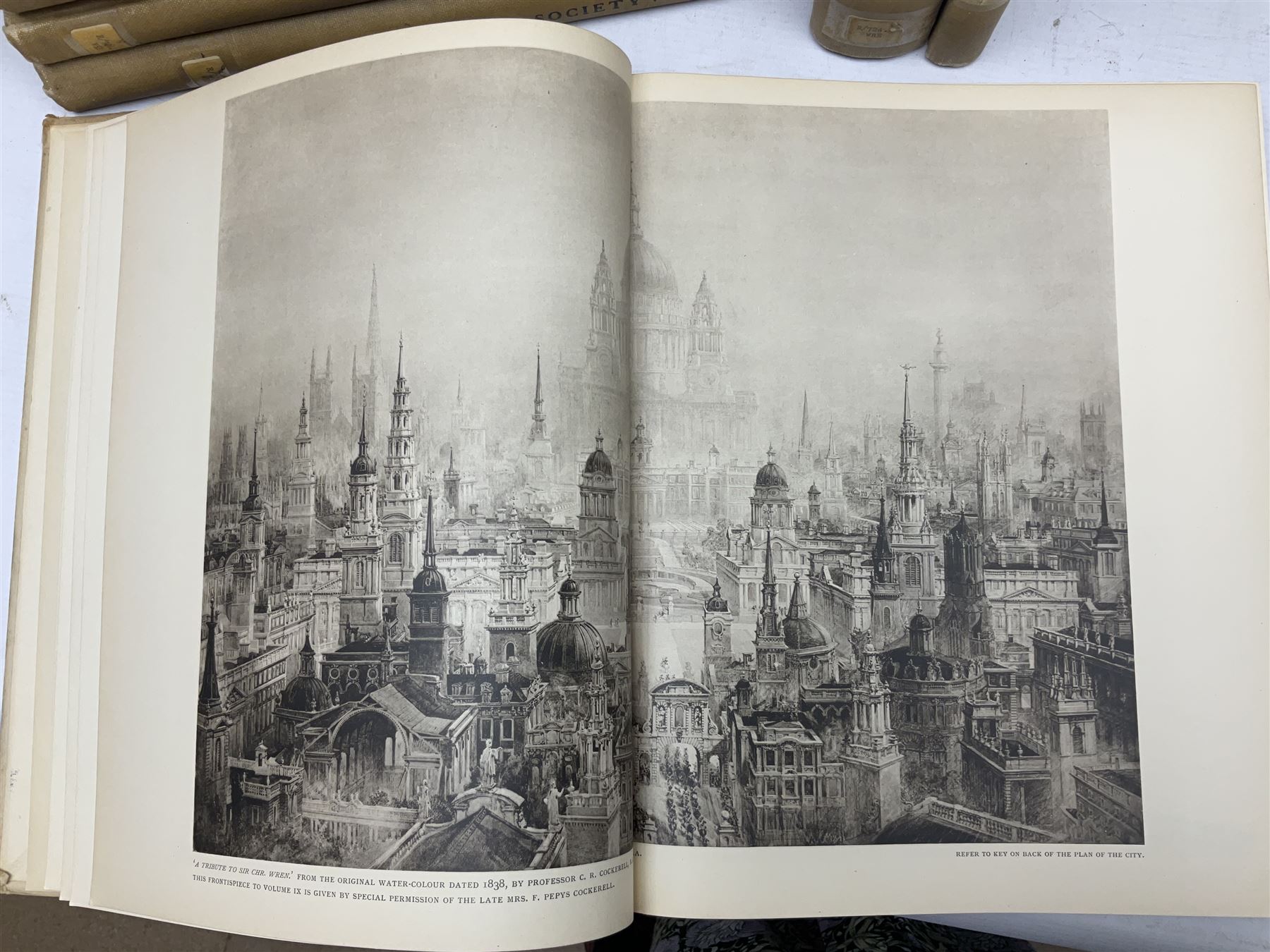 Belcher & Macartney: 'Later Renaissance Architecture in England', london Batsford, in six parts of loose folio form including plates and photographs, Twelve volumes of The Wren Society architectural books, and other architectural books and folios  