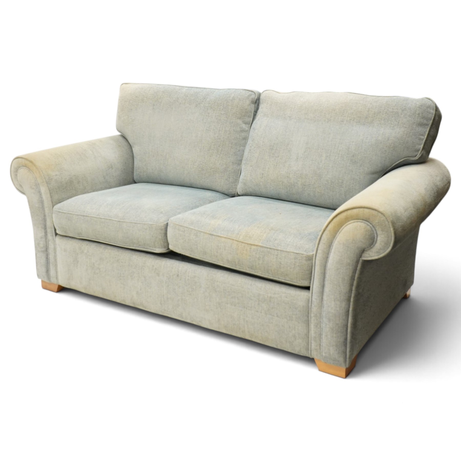 Laura Ashley - contemporary two seater sofa bed with rolled arms