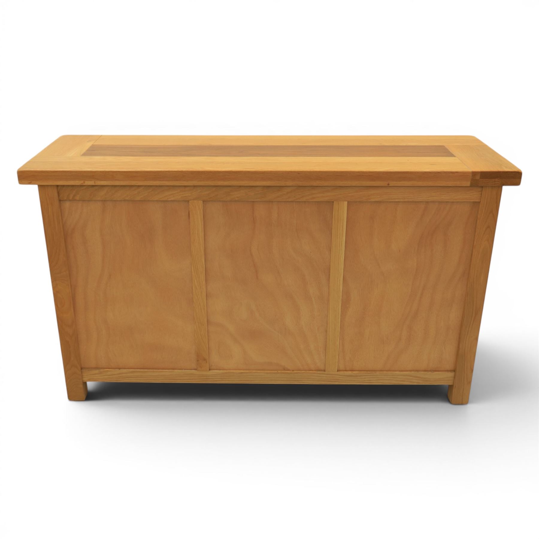 Contemporary oak sideboard, fitted with three drawers and three cupboards
