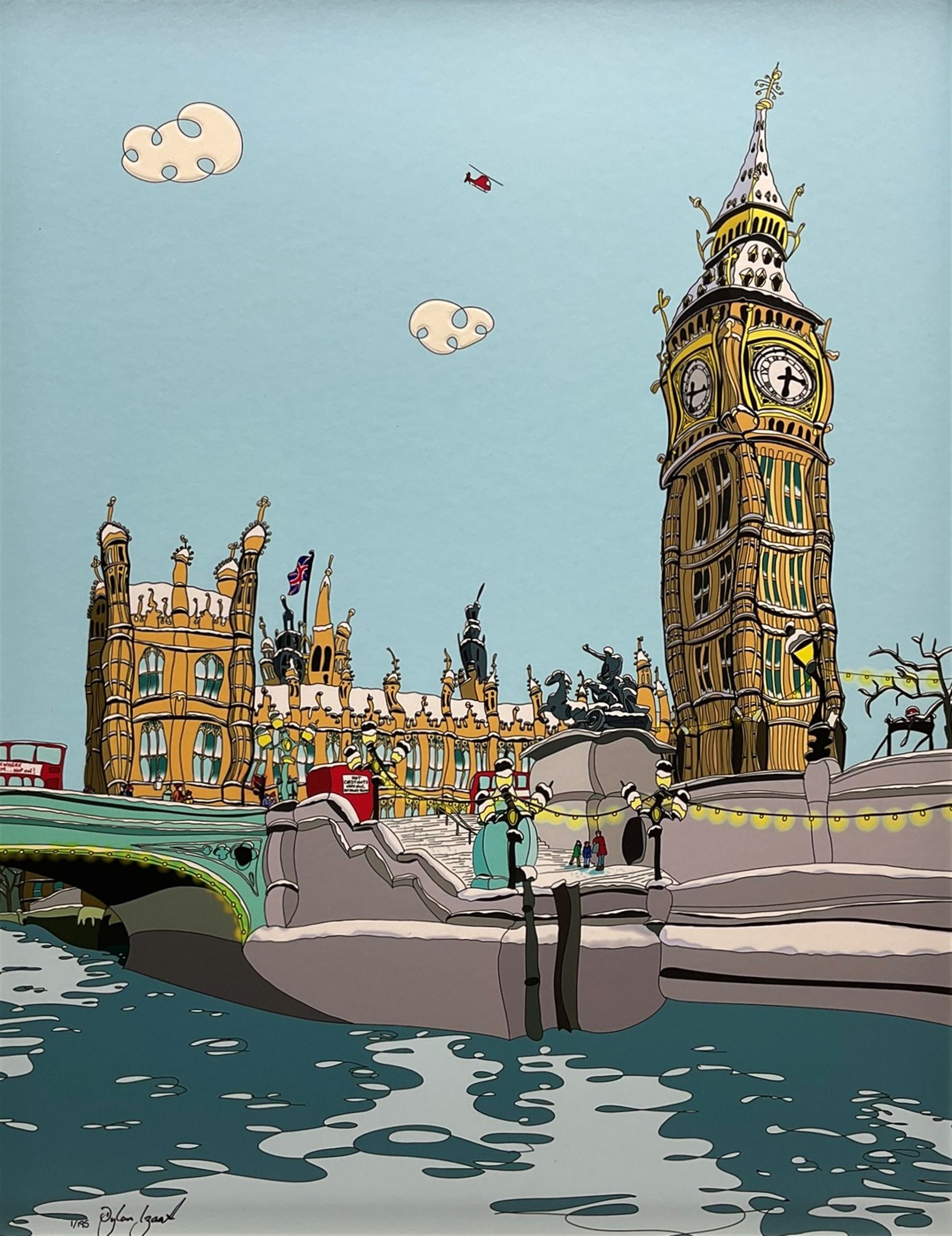 Dylan Izaak (British 1971-): 'Snowed Under', limited edition embellished giclée print laid down on board signed and numbered 1/195, 65cm x 50cm 
Provenance: purchased by the vendor from Whitewall Galleries