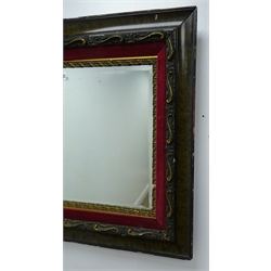  Pair of Victorian framed bevel edged mirrors, W85cm, H69cm  