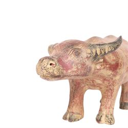 Terracotta figure of a water buffalo, H27cm