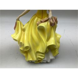Five Royal Doulton figures from the Pretty Ladies collection, comprising Spring Ball HN5467, Autumn Ball 5465, Summer Ball HN5464, Summer HN5322 and Spring HN5321