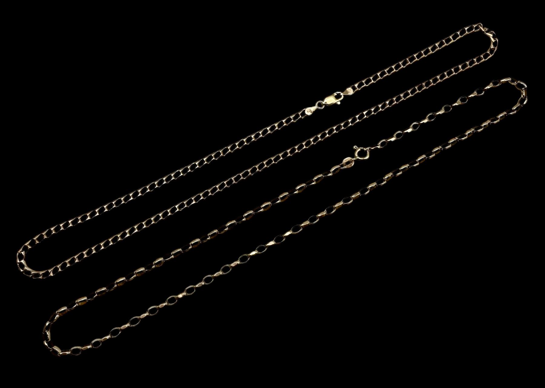 Two 9ct gold chains, both hallmarked 