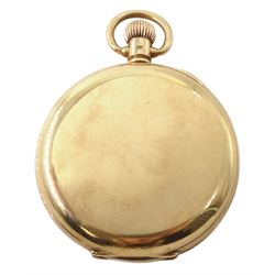 9ct gold full hunter keyless lever presentation pocket watch by R.Gilbert & Sons Ltd 'Makers to the Admiralty', Coventry & Barrow, No. 191951, white enamel dial with Roman numerals and subsidiary seconds dial, case by Dennison, Birmingham 1915