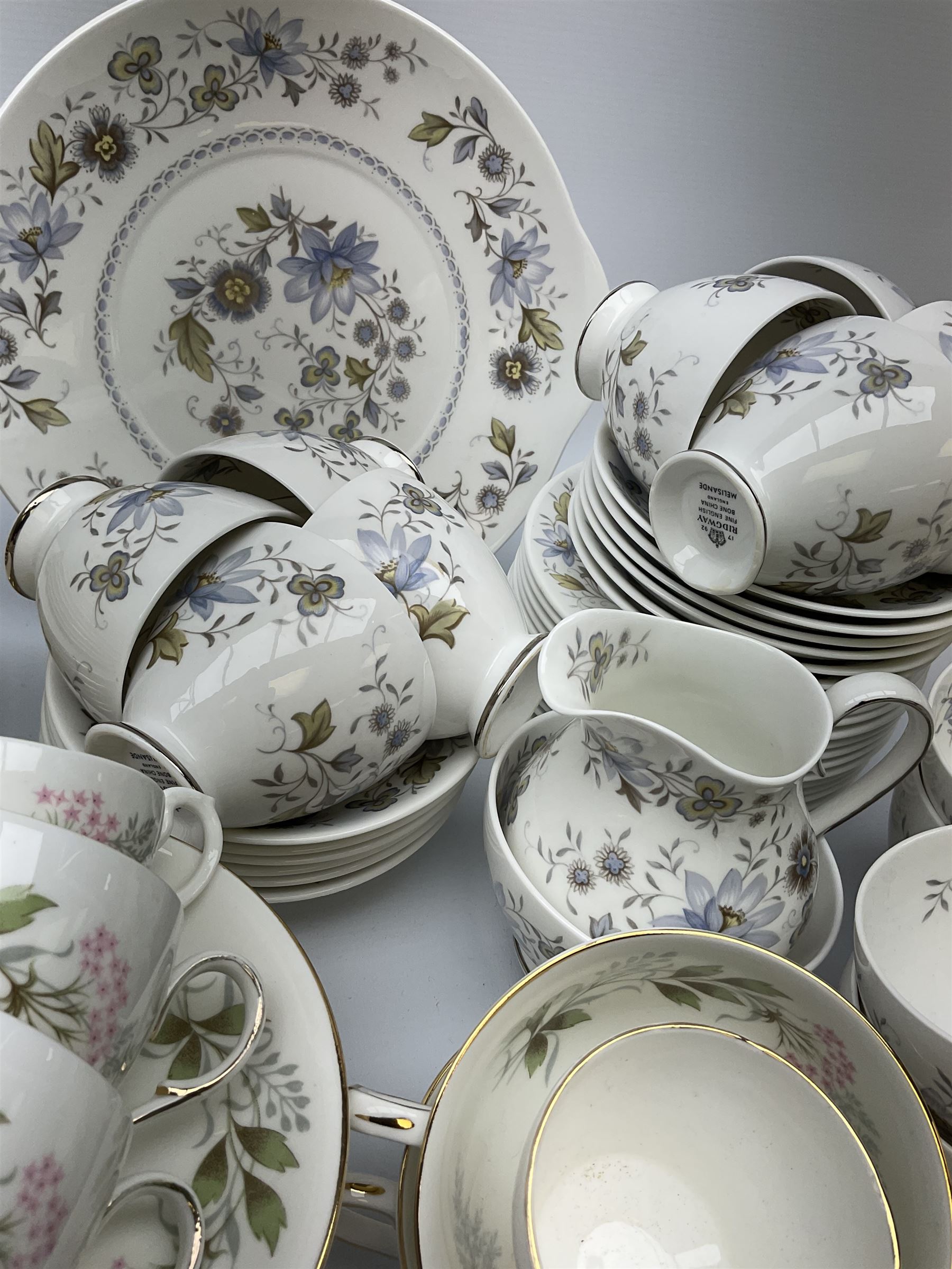 Teawares, comprising Ridgway Melisande pattern part service, Paragon par service, and Paragon teapot. 