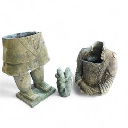 Two near life-size terracotta warrior figures, modelled in the style of the Qin dynasty soldiers, each kneeling with one arm raised, wearing detailed armour and tunics, one example partially damaged and lacking sections