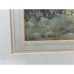 James William Booth (Staithes Group 1867-1953): Driving Cattle down a Country Lane, watercolour signed 28cm x 37cm