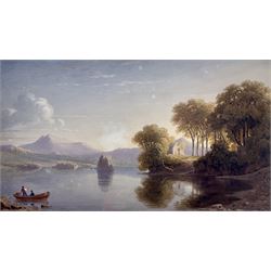 George Fennel Robson (British 1788-1833): 'Innisfallen Lake Killarney', watercolour signed 21cm x 37cm 
Provenance: with Thomas Agnew & Sons, London, catalogue no.50, label verso