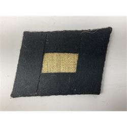 Two WW2 German 'SS' uniform cloth collar patches and sleeve eagle for Schafuhrer rank (3)