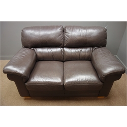  Two seat brown leather sofa, W160cm  