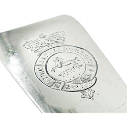Victorian Irish silver Old English pattern basting spoon, the terminal engraved with regimental crest of the Royal Inniskilling Fusiliers 'Nec Aspera Terrent' (By Difficulties Undaunted), hallmarked Dublin 1860, makers mark partly worn and indistinct, L30cm, approximate weight 4.13 ozt (128.5 grams)