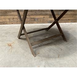 Garden teak table with set four high back reclining chairs