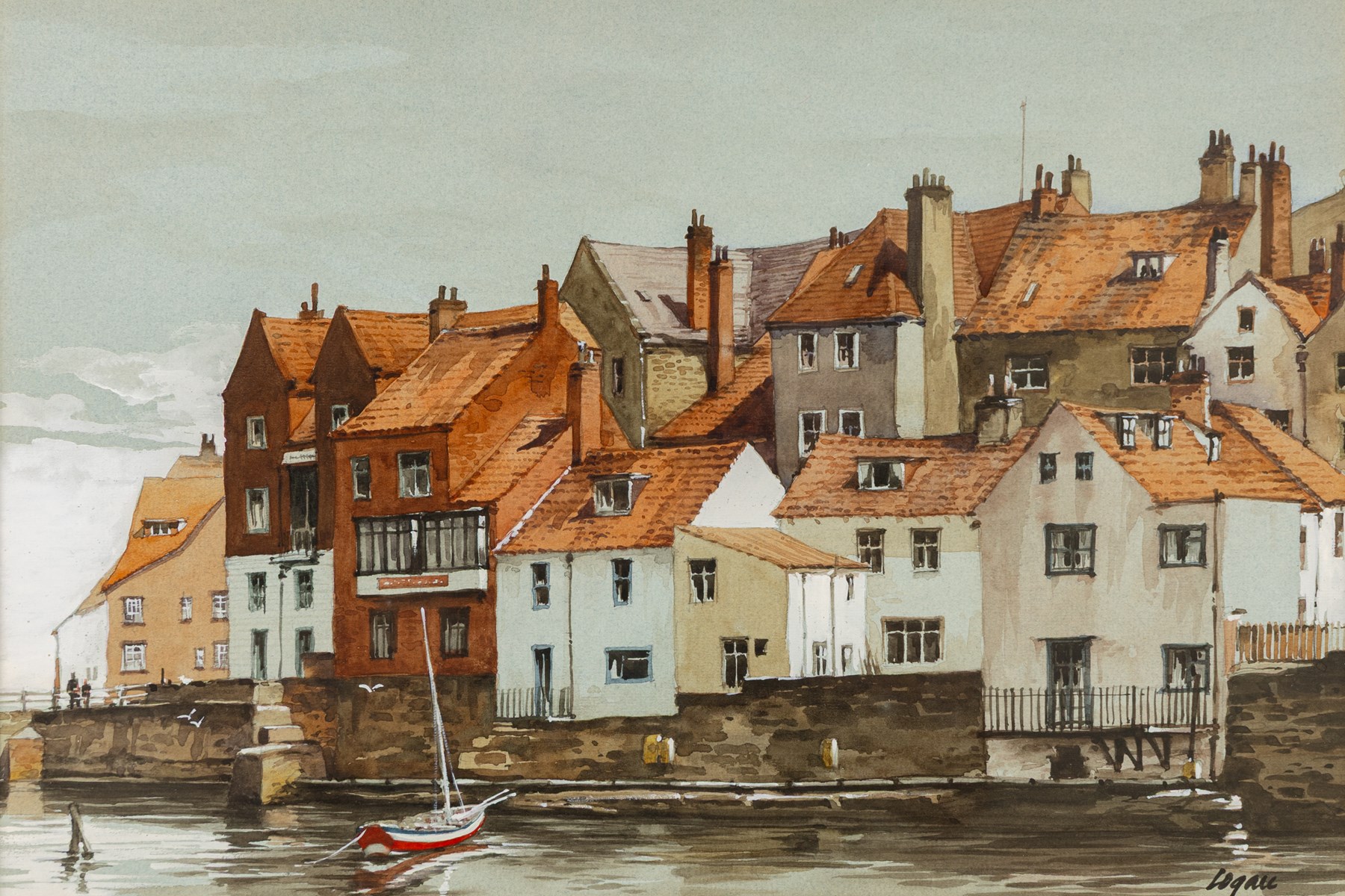 Terry Logan (British 1938-): 'Whitby Harbour II', watercolour signed, titled verso 23.5cm x 35cm