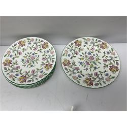 Minton Haddon Hall part tea and dinner service, including six cups and saucers, six dinner plates, six side plates, six twin handled bowls and saucers etc (44) 
