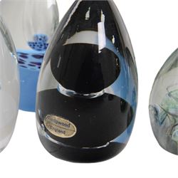 Svaja oval frosted glass paperweight, together with Caithness Distinction paperweight and other similar examples 