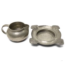 Tudric and other pewter including sugar bowls, milk jugs etc, small WMF Art Nouveau dish No262 and another No218