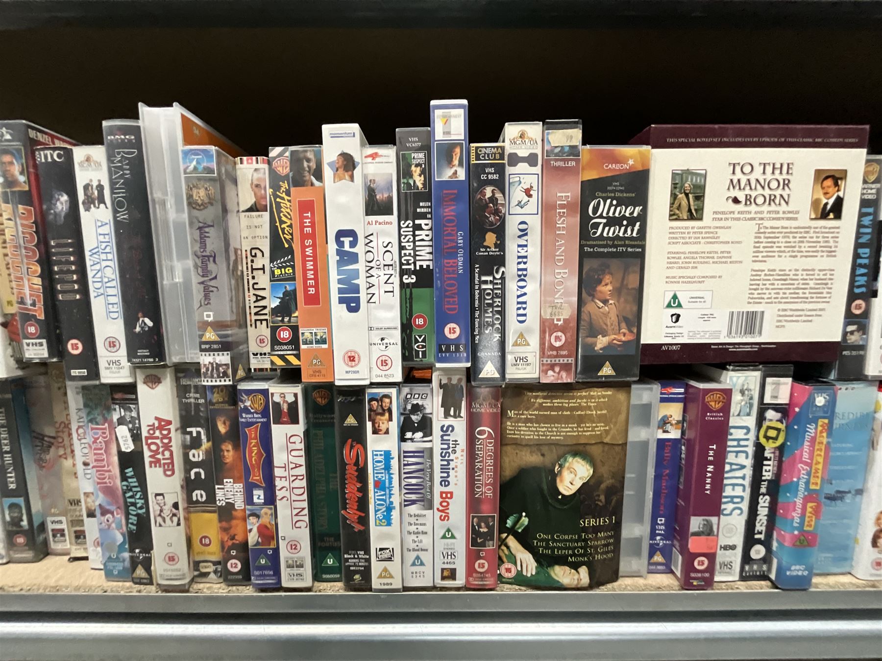 Two bays of vintage VHS videos, approx. 300 - viewing and collection at Duggleby Storage, YO11 3TX