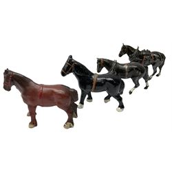 Lead figures by F.G. Taylor, Britains, Johilco, Crescent, Stoddart etc comprising twenty-six horses including three with riders and seven donkeys/ponies; various scales (33)